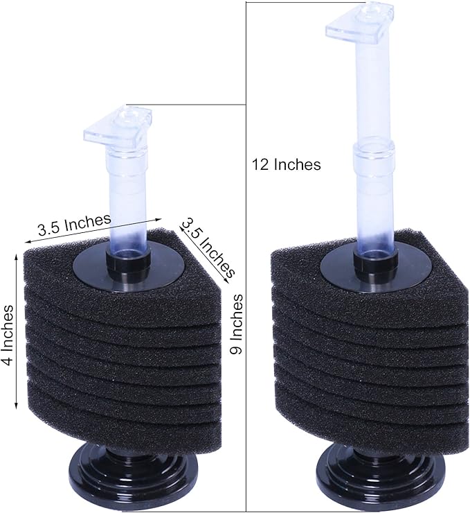 AQUANEAT Aquarium Bio Corner Sponge Filter, for Breeding Shrimp Nano Fish Tank, up to 55Gal