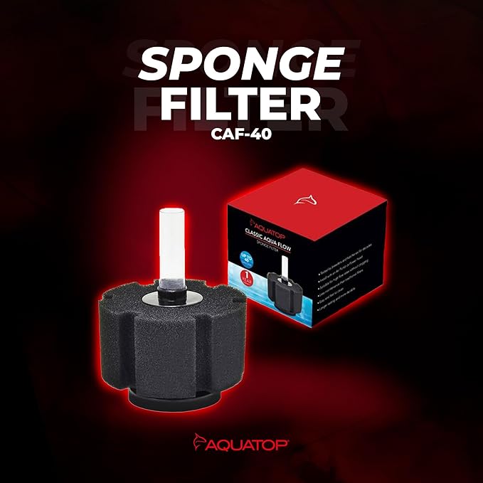 Aquatop Internal Sponge Filter – for Aquariums Up to 40 Gallons – Compatible with Air Pumps or Powerheads – Mechanical & Biological Filtration