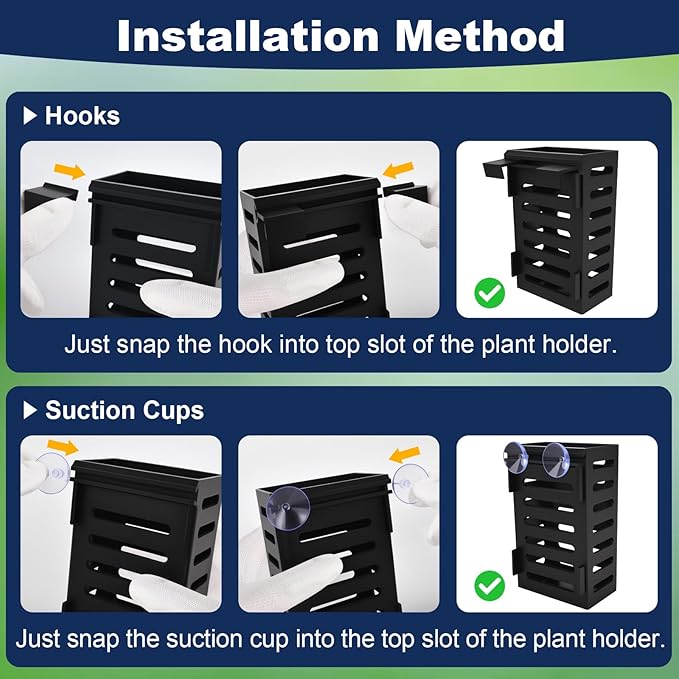 2Pack Aquarium Plant Holder Hanging Aquarium Planters with Hooks and Suction Cups Aquarium Planter Cups Fish Tank Plant Holders for Aquatic Plant Cultivation, Aquascape Decoration