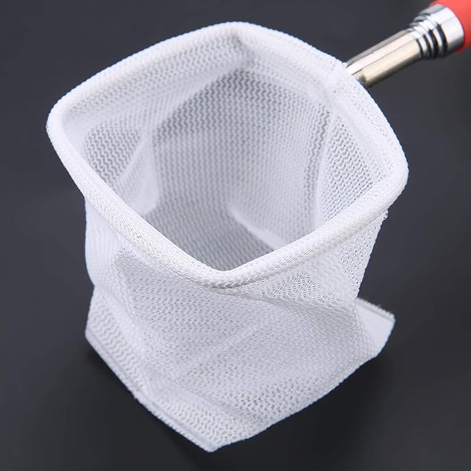 Fish Shrimp Skimming Net, Fishing Landing Net Fine Mesh Extendable Telescopic Fish Shrimp Skimming Net Stainless Steel Handle Fishing Net for Aquarium Fish Pond Creek(Red)