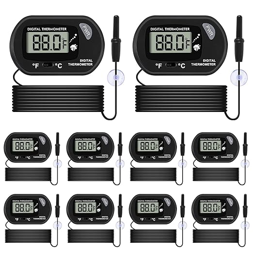 Aquarium Thermometer, Fish Tank Thermometer, Water Thermometer with 3.3ft Cord Fahrenheit/Celsius(℉/℃) for Vehicle Reptile Terrarium Fish Tank Refrigerator (10pcs)