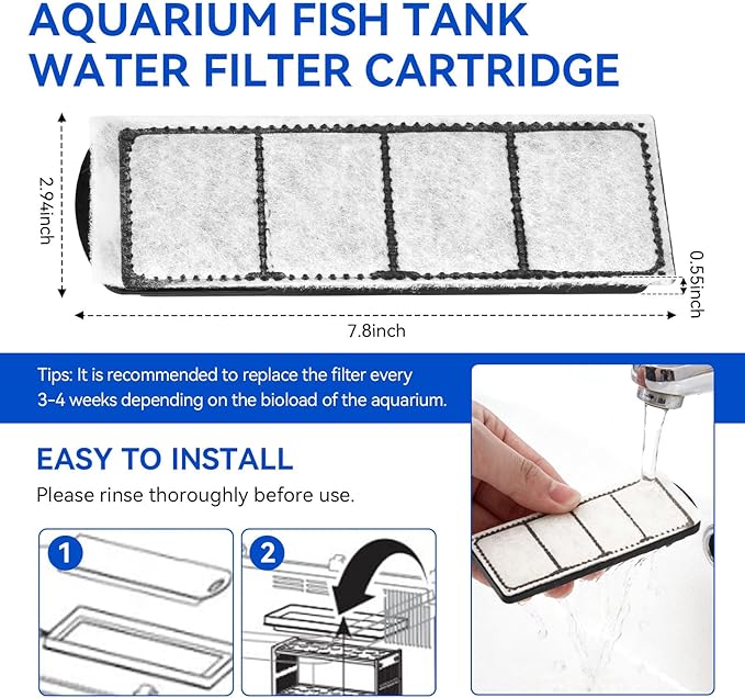 Aquarium Fish Tank Water Filter Cartridge Fit for Coralife Biocube Filter 14 16 29 32 Gallon Aquarium, Bio-Cube Filter Cartridge Dual-Action Filtration for Keeping Water Crystal Clear,4PCS