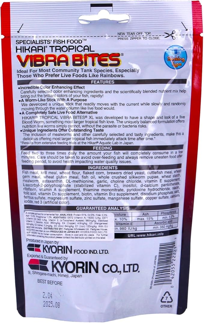 Hikari Vibra Bites Extra Large Tropical Fish Food