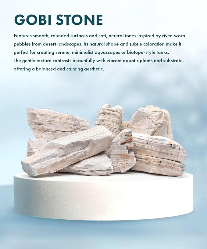 SubstrateSource Natural Aquarium Stones - Light Greyish Cream w/Layered Folds, Smooth Surface, Freshwater Aquascaping Rocks, Shrimp & Betta Fish Tank Decor, Canyon/Valley Layouts - Gobi Desert, 10 LB