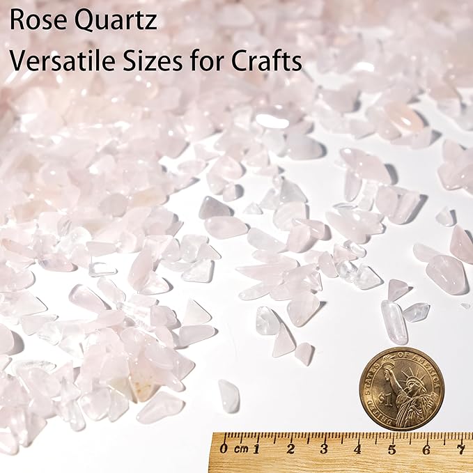 Rose Quartz & Clear Quartz Crystal Chips 1lb (1200+ Pieces) – 5-8mm Natural Healing Stone Mix for Crafts, Plants, Aquarium & DIY Gifts