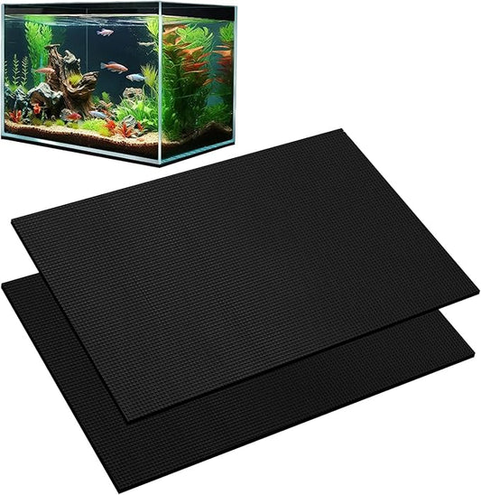 2 Packs 23.6 x 15 Inch Aquarium Fish Tank Leveling Pad, 6mm Thick Foam Fish Tank Mat Non-Slip Neoprene Foam Shockproof Easy Cut for Water Stable Floor Protection Black