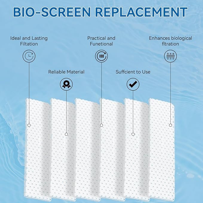 Magluv Aquarium Screen Replacement for Fluval C3 Bio-Screen Fit for Fluval C3 Power Filter Media Replacement Parts, 6-Pack (C3)