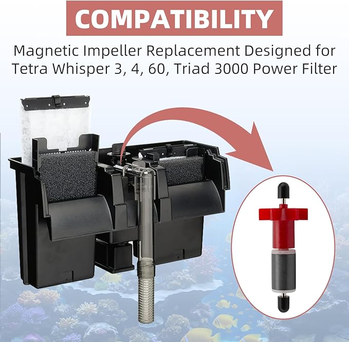 Impeller Assembly Replacement Part Compatible with Whisper 3, 4, 60, Triad 3000 Power Filter - for 60-Gallon Aquarium Fisk Tank Replacement Part#75069200