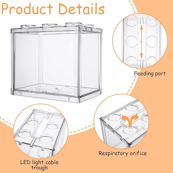 QTLCOHD 4 Pack Small Betta Fish Tank, 0.6 Gallon Mini Aquarium Tank, Clear Stackable Fish Bowl, Acrylic Tiny Cube Tank for Beta Fish Sea Monkeys Shrimp Snails