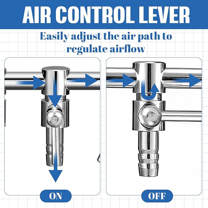 3 Pack 4-Way Aquarium Stainless Steel Air Flow Control Lever Valve with Airline Tubing Connector for Air Pumps Fish Tank Multi-Port Distributor Splitter