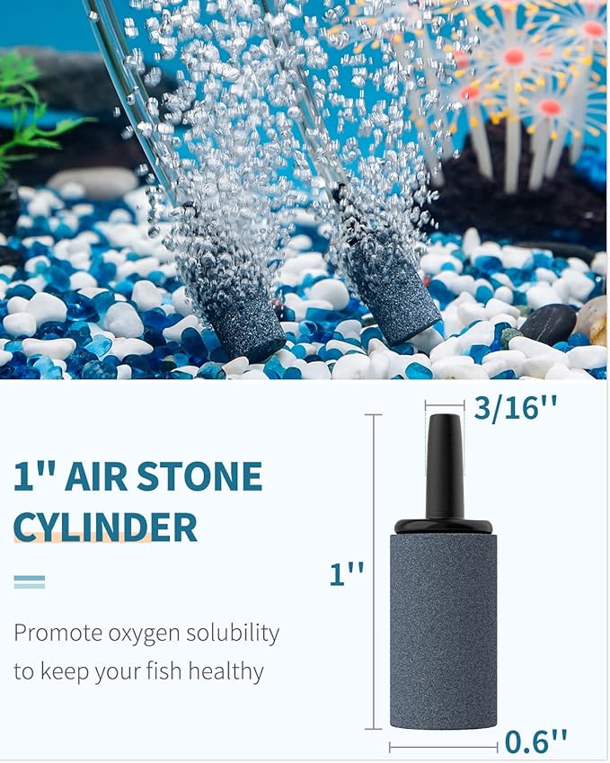 Pawfly Aquarium 25 Feet Airline Tubing Standard Air Pump Accessories Set with Air Stone Cylinders Connectors Suction Cups and Check Valves for Fish Tank Aeration Setup