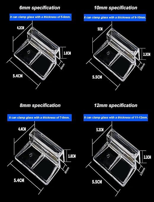 Aquarium Lid Clips Acrylic Bracket for Rimless Aquarium – Secure Glass Cover Support for Fish Tank Lid(5mm,8pcs)