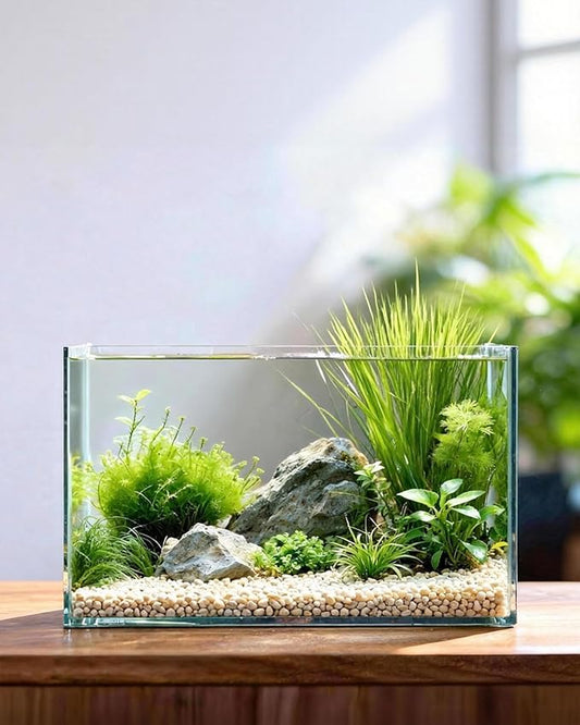 5 Gallon Ultra Clear Glass Fish Tank, Easy to Maintain Small Aquarium for Betta, Goldfish, Shrimp, Snails and Aquatic Plants