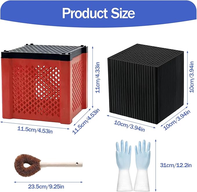 2 PCS 2025 New Pure Cube Water Trough Filter 2.0, Eco-Aquarium with Honeycomb Charcoal, Super Strong Filtration Activated Carbon Filter Media for Fish Tanks, Horse Troughs, Ponds & Livestock Tanks