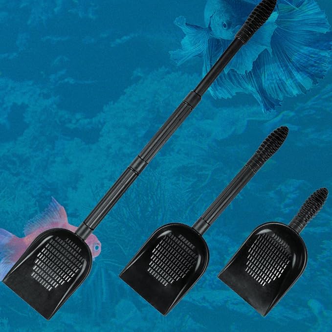 Fish Tank Sand Shovel, Aquarium Gravel Shovel with Extendable Handle, Water Leakage Design PVC Shovel for Cleaning Pet Waste and Filter Media in Freshwater or Saltwater