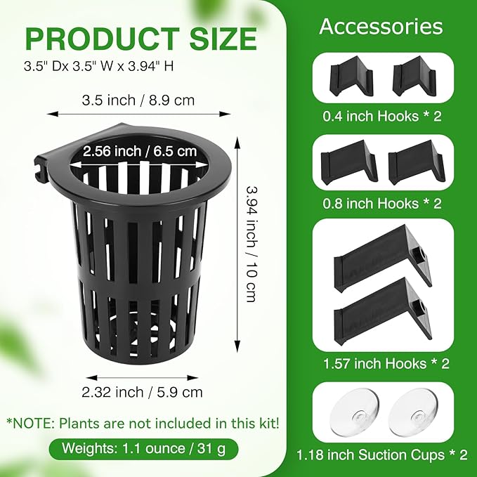 Borlech 2025 New Upgraded Large Aquarium Plant Holder with 1.57-inch Extension Hooks and Suction Cups for Fish Tank Aquaponic Plant Cultivation and Aquascape Accessories Decorations (2 PCS)