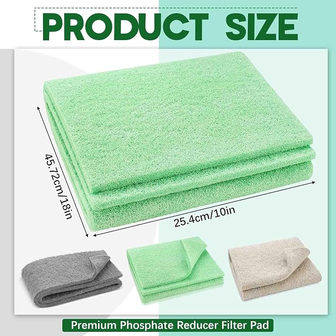Treela 3 Pack Aquarium Filter Media Pads, Color-Coded 3-in-1 for Ammonia, Nitrite & Phosphate Removal, Cut-to-fit for Fish Tanks & Ponds, Improves Water Clarity & Odor Control