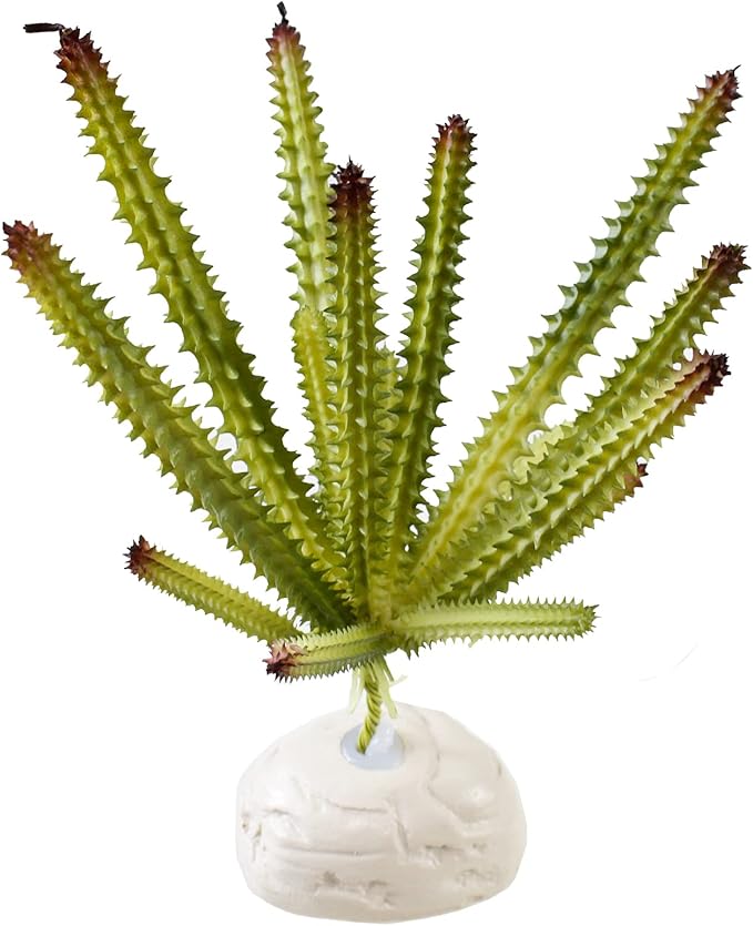 AQUANEAT Terrarium Plant, Fake Reptile Plant for Amphibian Habitat, 8 inch Tall Green
