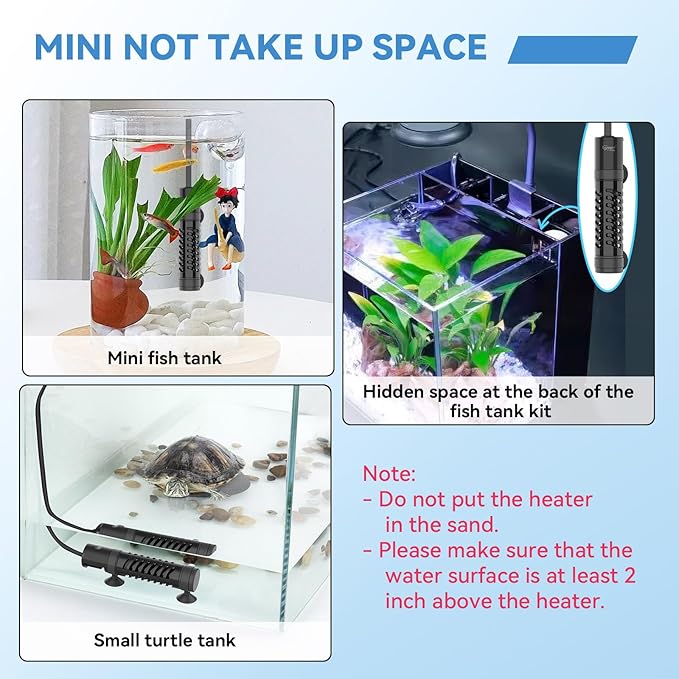 hygger Ceramic Submersible Aquarium Heater, New Explosion-Proof Fish Tank Water Heater with External Temp Controller Auto Thermostat Heater for Saltwater Freshwater (50W for 3~10 Gallon)
