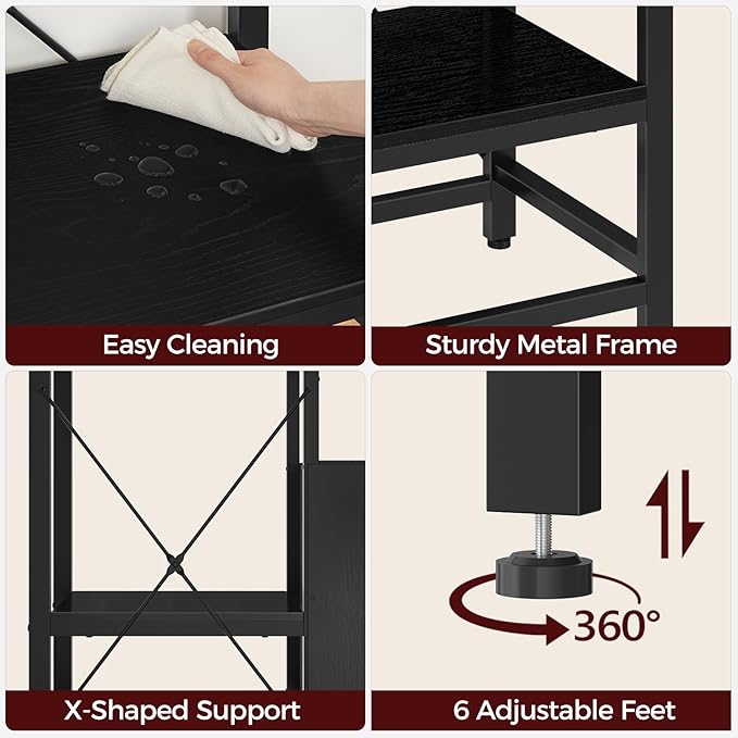 MAHANCRIS 40-50 Gallon Fish Tank Stand, Aquarium Stand with Power Outlet and Storage Cabinet, Heavy Duty Tank Stand Suitable for Turtle Tank, Reptile Terrarium, for Home Office, Black FTBK50E01