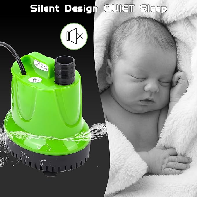40W Submersible Water Pump for Aquarium, Pond, Pool Draining, Fish Tank - Small Water Change Pump, Mini Water Circulation Pump for Outdoor Fountains, Hydroponics, and Waterfalls