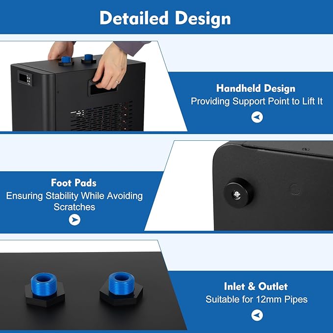 Aquarium Chiller Fish Tank Water Cooler Fit Hydroponics System Refrigeration Compressor Cold Plunge Nuvio Tub With Ice Bath Hydroponic Chillers Special Quiet Design For Weeds Jellyfish Coral Crystal