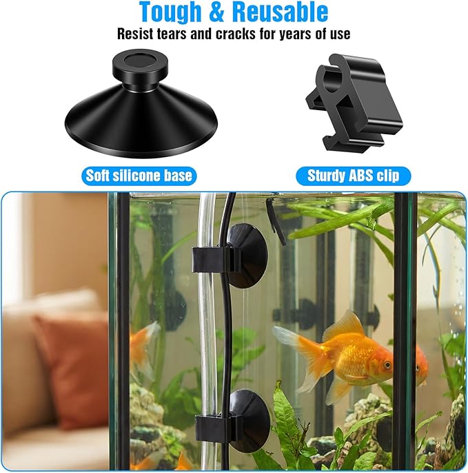 Bremorou 10 PCS Aquarium Heater Suction Cups 27x23mm Fish Tank Suctions Cup Clips Durable Fish Tank Suction Cups for Tubing Heater Accessories