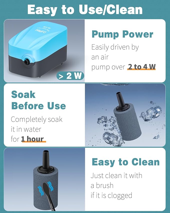 Pawfly Aquarium 1.2 Inch Air Stone Cylinder Bubble Diffuser Release Tool for Nano Air Pumps Small Buckets Fish Tanks and Outdoor Garden DWC Reservoirs, 10 Pack