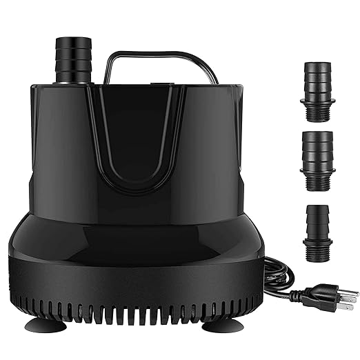 Simple Deluxe 1056GPH 85W Bottom Suction Water Table Pump (4000L/H) with 3 Nozzles for Fish Tank, Pond, Aquarium, Hydroponics, Black