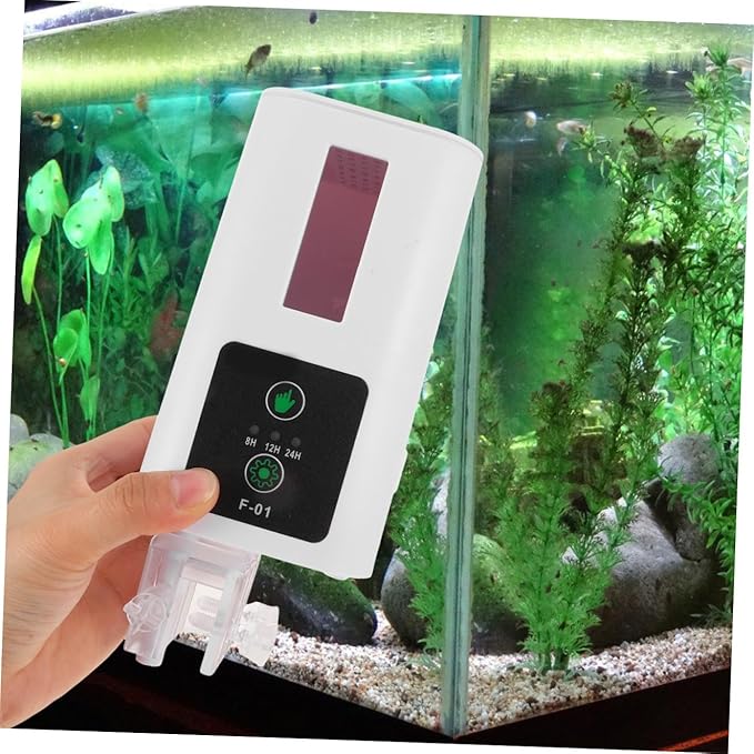 Toyvian Automatic Aquarium Feeder with Timer for Fish Tank and Turtle Feeding Electric Auto Fish Food Dispenser for Vacation Use Aquarium Accessories Batteries Not Included