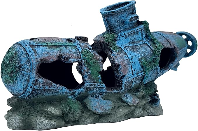 Fish Tank Decoration - Submarine Wreck Aquarium Decoration Fish and Shrimp Aquatic Pets can Rest and Hide in Caves