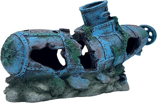 Fish Tank Decoration - Submarine Wreck Aquarium Decoration Fish and Shrimp Aquatic Pets can Rest and Hide in Caves