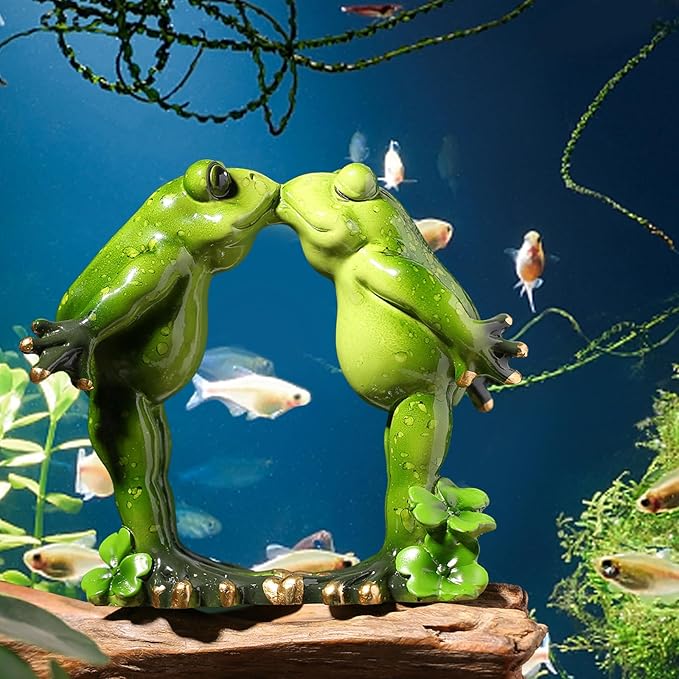 Resin Frog Statue Ornament for Aquarium - Underwater Landscape Figurine Decoration for Fish Tank