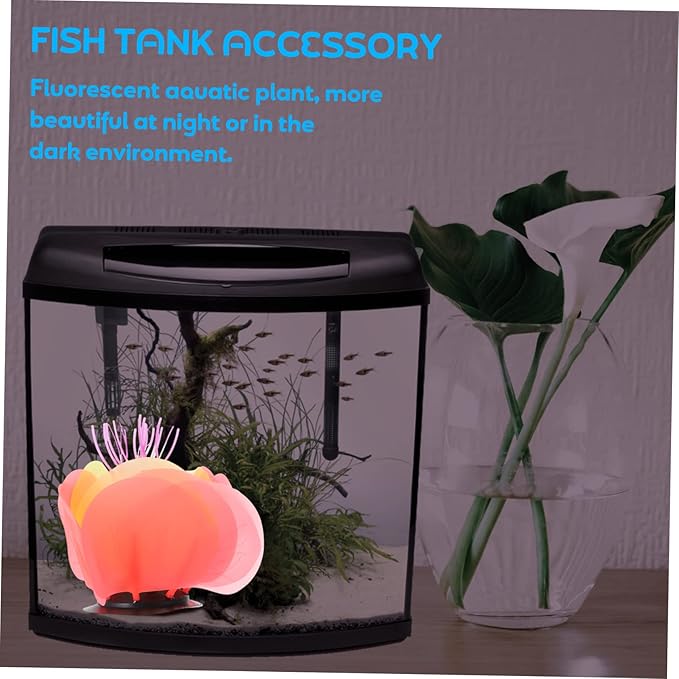 MERRYHAPY Artificial Silicone Coral Decoration for Fish Tank Glowing Water Grass Ornament Aquarium Accessory for Natural Aquatic Landscapes