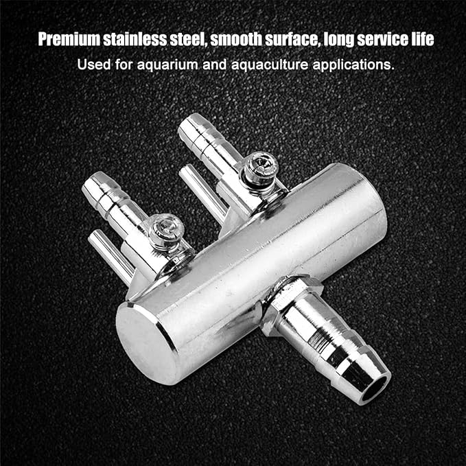 Aquarium Air Valve, Air Splitter Aquarium Tubing Connectors, Steel Aquarium Air Pump Accessories, Aquarium Aalve Aplitter for Fish Tank Air Pumps (8 to 4mm Two-Hole Splitter Head)