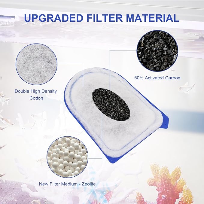 Carbon Filter Large Compatible with Tetra Whisper EX30/EX45/EX70 Filters, Replacement Filters Cartridges - 6 Pack