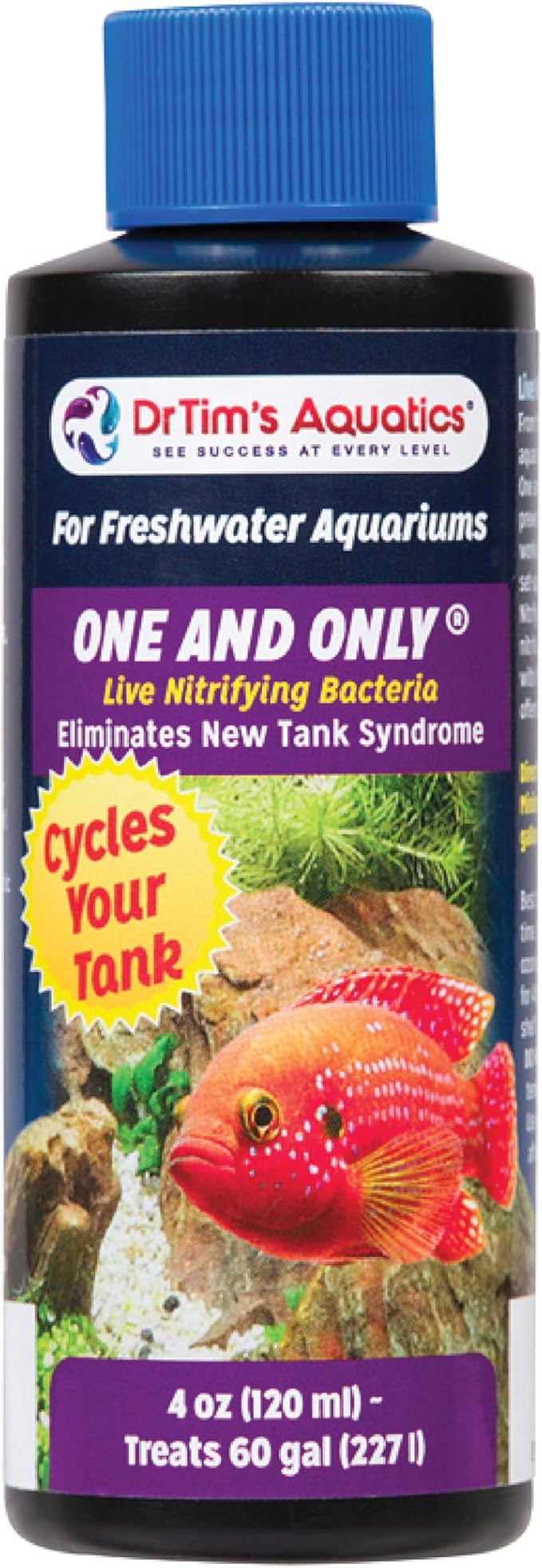 DrTim’s Aquatics One & Only for Freshwater Aquariums – 4 oz – Live Nitrifying Solution – Jumpstarts Cycling, Supports Biological Balance & Long-Term Water Stability