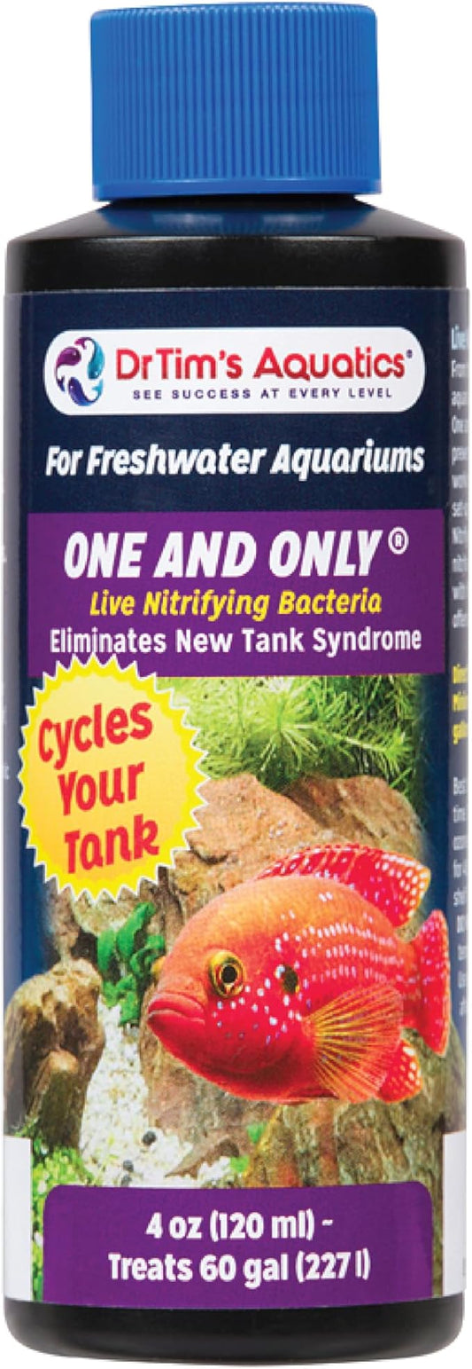 DrTim’s Aquatics One & Only for Freshwater Aquariums – 4 oz – Live Nitrifying Solution – Jumpstarts Cycling, Supports Biological Balance & Long-Term Water Stability