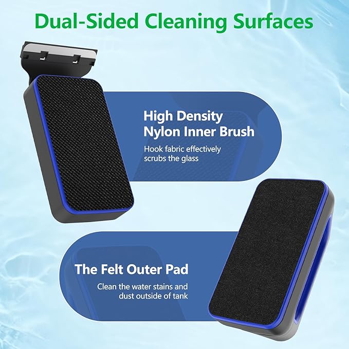 Aquarium Magnet Glass Cleaner, Double-Sided Detachable & Floating Algae Scraper for 0.4-1.0 Inch Fish Tank Glass Cleaning, No Scratches (L)