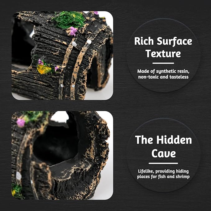 2 PCS Broken Barrel Aquarium Decorations, Caves Hide Hut Fish Tank Ornaments, Shipwreck Theme Landscaping Hideouts Accessories