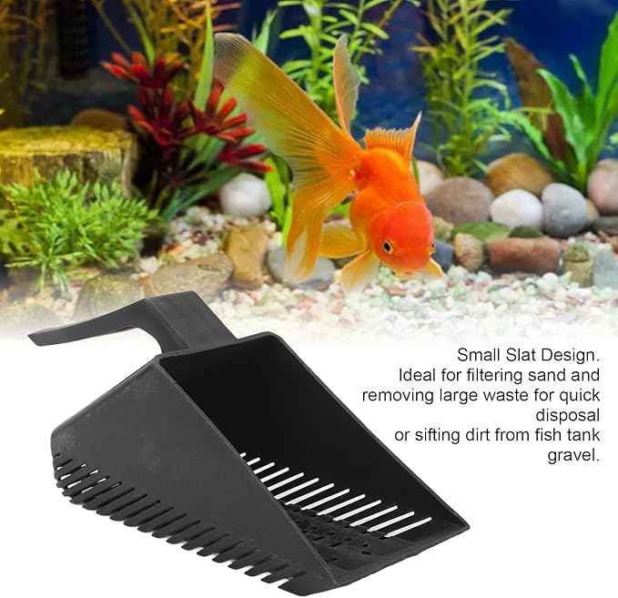 Aquarium Gravel Sand Shovel Strong Construction Clean Pan Scoop Plastic Strainer Easy Cleaning Black Aquarium Fish Tank Garden Sand Scraper