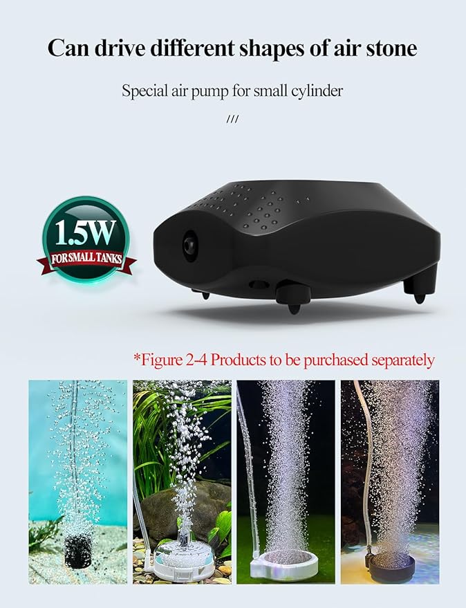 UPETTOOLS Aquarium Bundle - Aquarium Air Pump for Fish Tank, Ultra Quiet Fish Oxygen Pump Kit and Mini Aquarium Sponge Filter