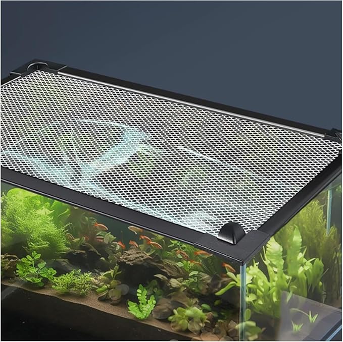 Aquarium Anti-Jump Cover， Terrarium Ventilation Opening Hood Avoid Cat Catching Fish Front/Side Mount(L90xW50cm(35.4x19.7in))