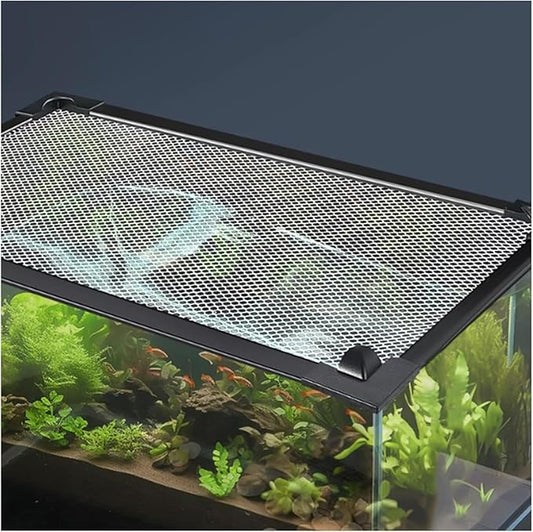 Aquarium Anti-Jump Cover， Terrarium Ventilation Opening Hood Avoid Cat Catching Fish Front/Side Mount(L60xW30cm(23.6x11.8in))