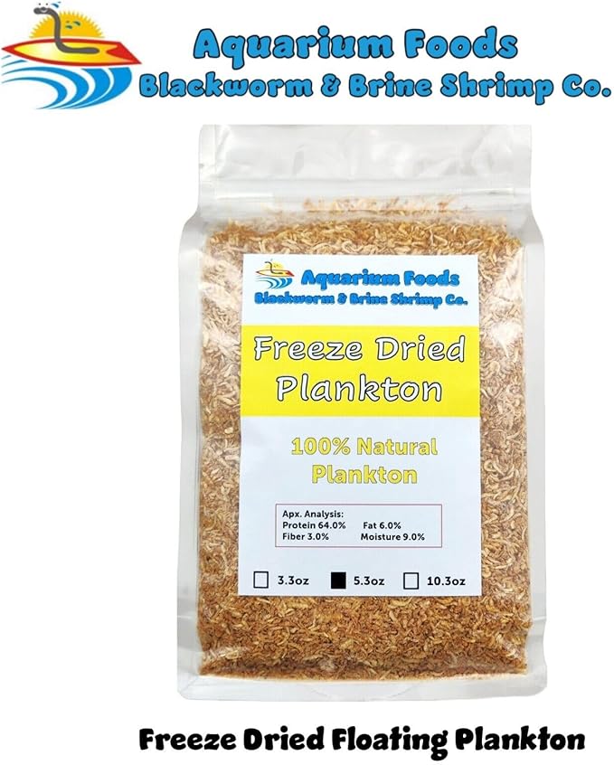 Plankton, Freeze Dried Pacific Plankton for All Marine Fish, Corals, Anemones, All Tropical Fish, Cichlids, Discus, Tetras, Goldfish, Koi & Pond Fish…5.3oz Clear Bag