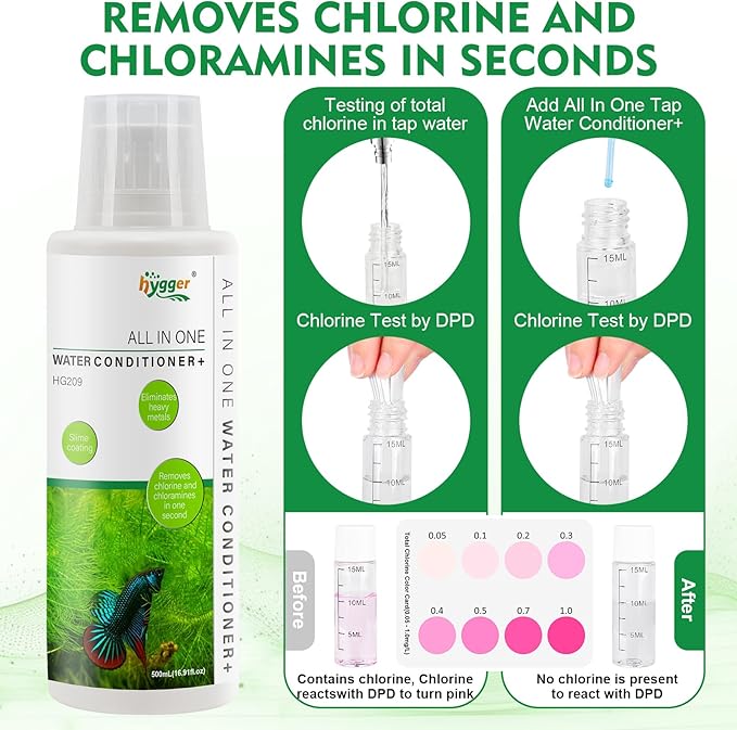 hygger Aquarium Water Conditioner for Freshwater, Neutralizes Chlorine, Chloramines, Heavy Metals, Safe for Fish and Plants, 1000 ML