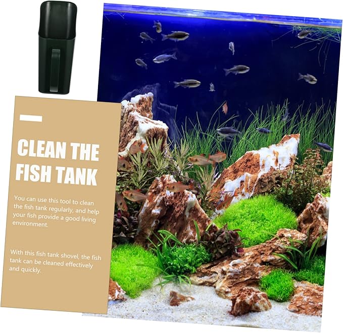 Toddmomy Creative Fish Tank Cleaning Shovel Tool Ergonomic Aquarium Sand Shovel for Sediment Removal Comfortable Handle for Easy Use for Fish Tank Maintenance Green