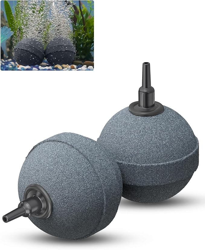 Pawfly Air Stone 2 Inch, Aquarium Air Stone Ball Bubbler Airstone Oxygen Diffuser for Pump Fish Tank Buckets Small Pond and DWC System, 2 Pack