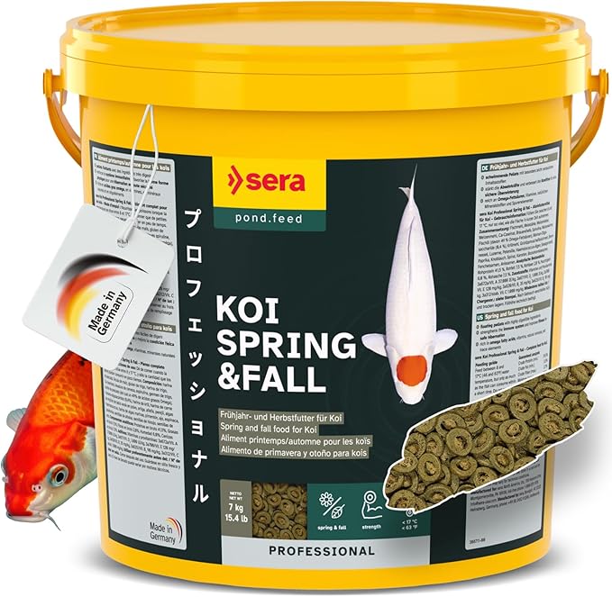 Sera Koi Professional Spring & Fall Food 15.43lb| Floating Pellets for Immune Support & Condition | for Temperatures Below 63°F | Enriched with Vitamins & Omega Fatty Acids