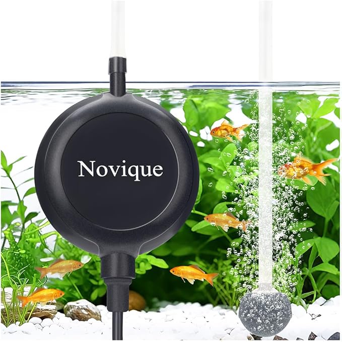Nano Ultra Quiet Aquarium Air Pump 1.5W Mini Oxygen Aerator with Accessories for 1-15 Gallon Fish Tank Super Silent Black
